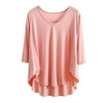 thumbnail image 2 of Antinious Women Solid V-Neck Long Sleeve Pajama Top Sleep Shirt,Sleep Shirts for Women,Women Tops,Pink,L, 2 of 5