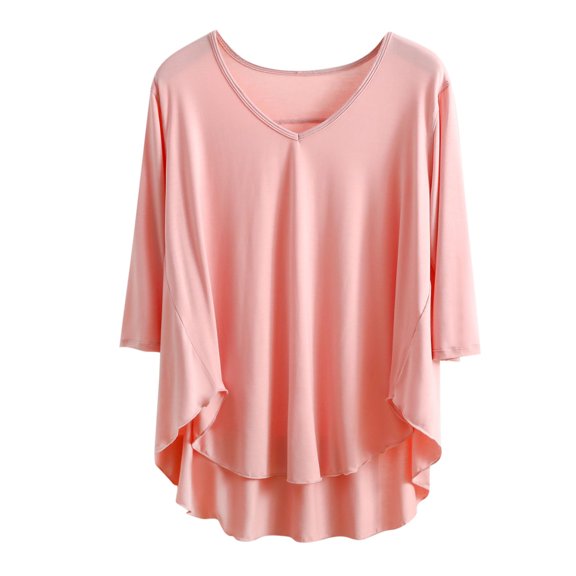 Women's Sleep T-Shirt 2025 3/4 Lenght Sleeve Lounge Pajamas Shirts Crewneck Loose Casual Solid Soft Modal Tee Top