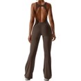 thumbnail image 3 of ABOCIW Monos acampanados para mujer con cuello en V halter bodycon de longitud completa casual mono mono, 3 of 4