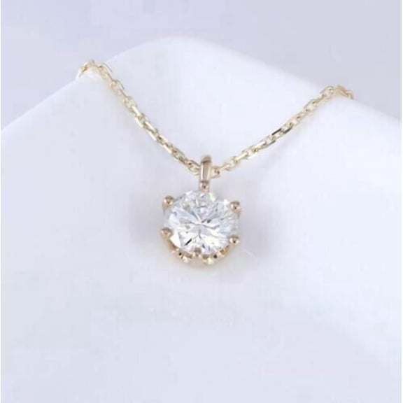 1Ct Lab Created Diamond Round Cut Women's Pendant 14K Yellow Gold Plated