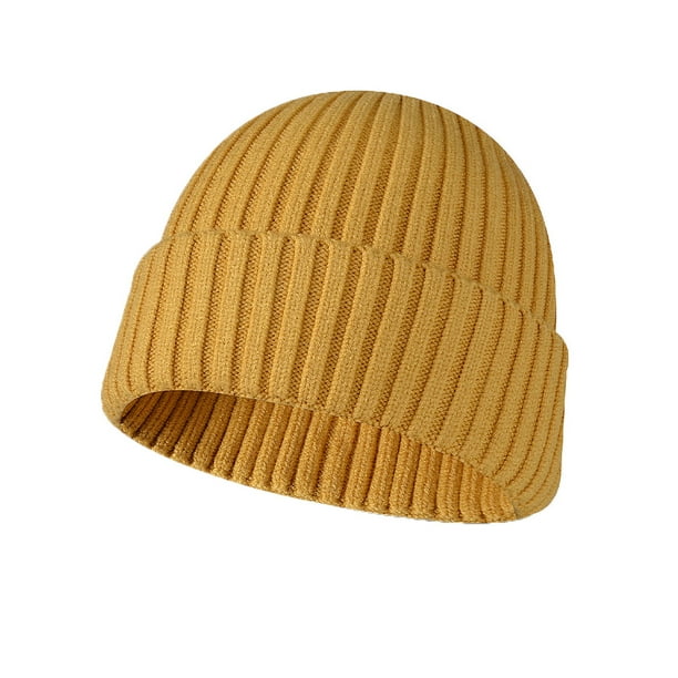 Qarigey Gorro para adultos, cómodo, elegante, grueso, exquisito, gorros de punto para exteriores, gorros artesanales de punto, gorros para el invierno Sombreros Amarillo