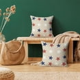 thumbnail image 3 of 4th of July Throw Pillow Cover, 18x18 Inch Set of 2 Blue Red White Stars Patriotic Decorative Outdoor Cushion Cover Independence Memorial Day Pillow Cases Linen Farmhouse for Sofa Couch Bed, 3 of 6