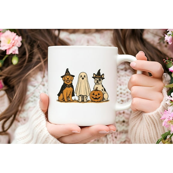 11oz Halloween Dog Mug, Dog Coffee Mug, Dog Lover Gift, Gift for Her, Halloween Mug, Spooky Mug, Cute Dog Mug, Halloween Decor, Spooky Season