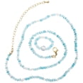 thumbnail image 1 of 1 Set Crystal Beaded Necklace Rings Trendy Clavicle Chain Finger Ring Jewelry for Women, 1 of 9