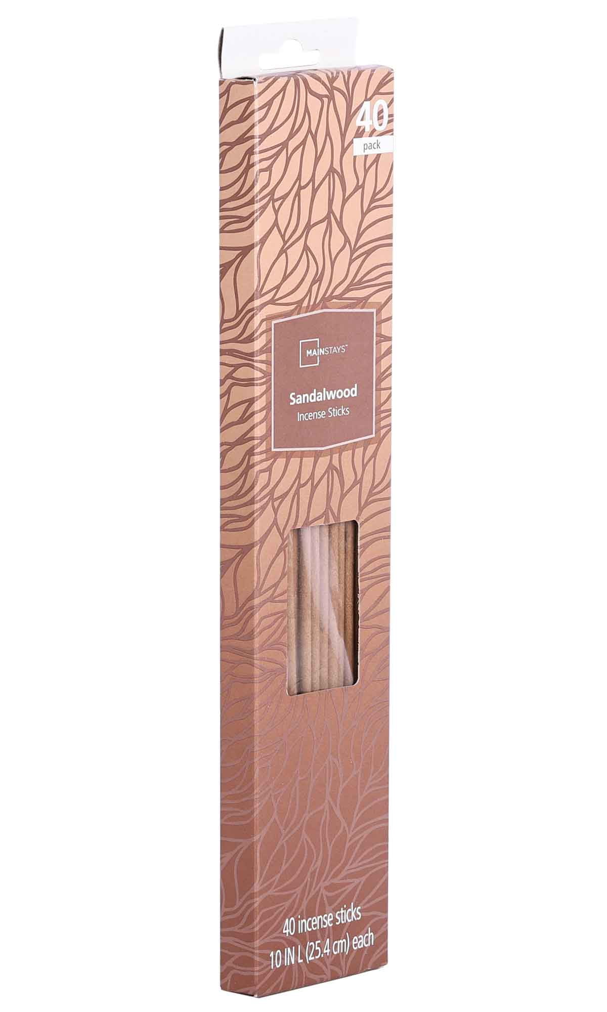 (12 pack) Mainstays Incense Sticks, Sandalwood Fragrance (Brown), 40 Pack