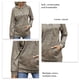 thumbnail image 2 of Sudadera con capucha de manga larga para mujer, informal, cómoda, con bolsillo, para ir de compras en casa, color caqui L, 2 of 3