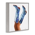 thumbnail image 3 of Stupell Industries Blue Glam Cowgirl Boots People Painting Gray Framed Art Print Wall Art, 12 x 12, 3 of 8