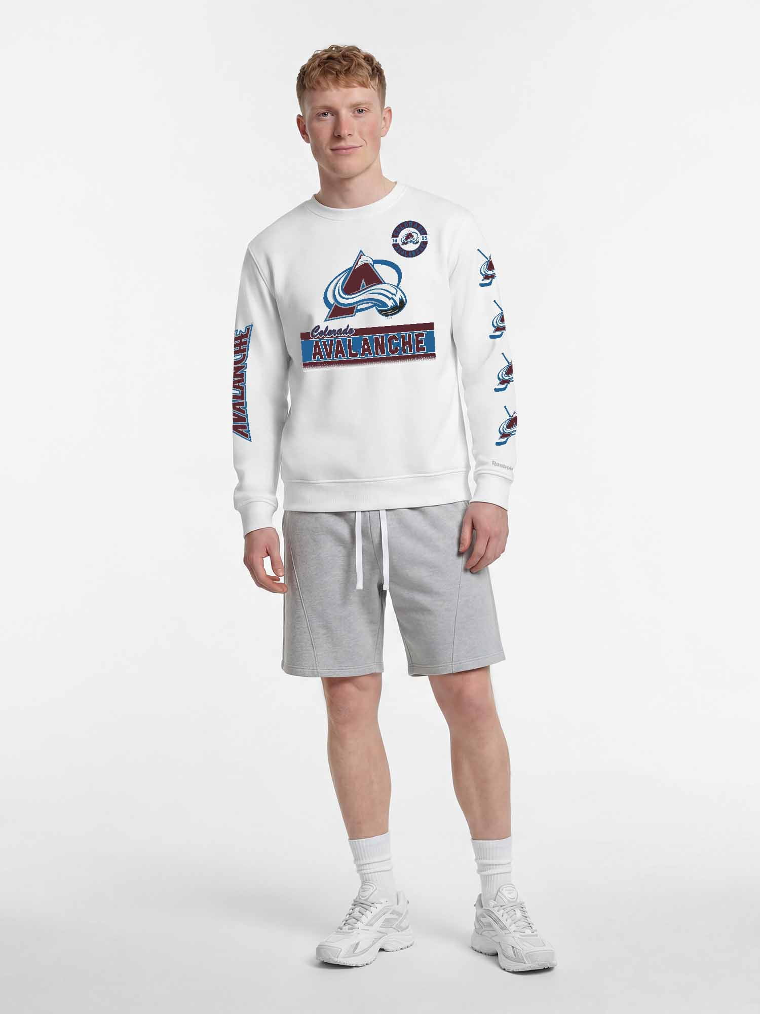 Colorado Avalanche Reebok Mens White Crew Sweatshirt