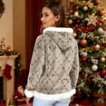 thumbnail image 4 of Hoodies For Women Oversized Winter Plush Cute Sweatshirts Pullover Trendy Fall Winter Clothes, Christmas Print Flannel Hoodie, Comfortable and Warm,Camel,M, 4 of 5