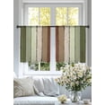 thumbnail image 4 of Sage Green Semi Sheer Window Curtains 45 Inches Long, Farmhouse Wood Grain Vintage Brown Striped Rod Pocket Voile Silky Chiffon Curtain Light Filtering Drapes for Living Room, 52"x45", 2 Panels, 4 of 9