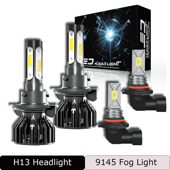 WVKVII H13/9008 LED Headlight High&Low Beam 9145 Fog Light Bulbs for Dodge RAM 2500 2010-2012 4pcs