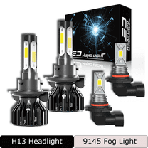 WVKVII H13/9008 LED Headlight High&Low Beam 9145 Fog Light Bulbs for Dodge RAM 2500 2010-2012 4pcs