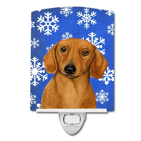 Caroline's Treasures LH9267CNL Dachshund Winter Snowflakes Holiday Ceramic Night Light, 6x4x3", multicolor