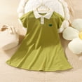 thumbnail image 5 of FRSASU Girl's Cotton Polo Dress Summer Puff Short Sleeve Button Collar School Uniform Dresses for Kids 2-12 Years Green, 5 of 8