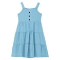 thumbnail image 4 of Girls Casual Tiered Dress Summer Vacation Sleeveless Dresses for Girl Ruffle Aline Dress Kids Travel Trendy Outfits, Blue, 3 Years, 4 of 7