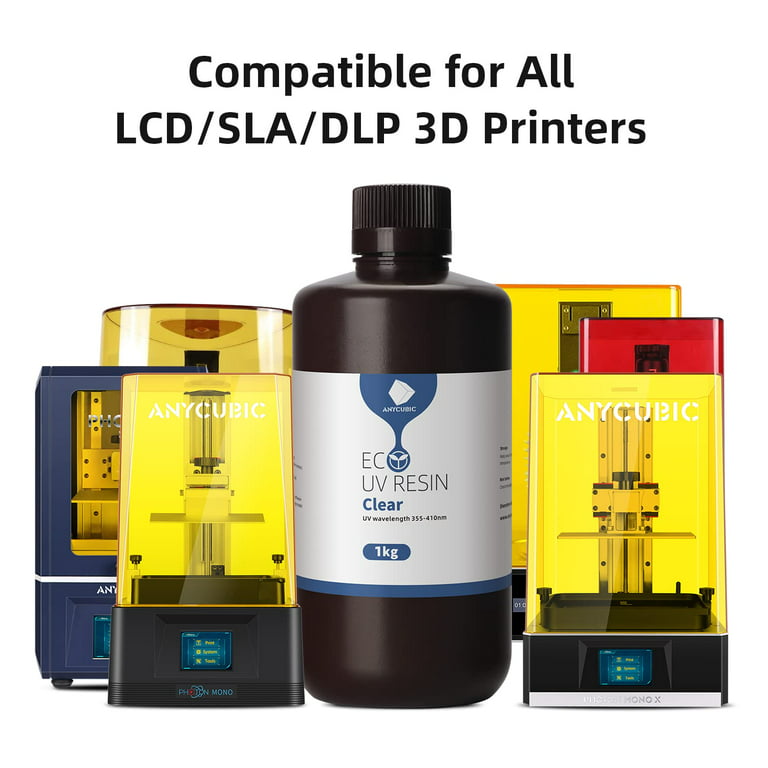 ANYCUBIC 3D Printer Resin, 405nm UV Eco Plant-Based Rapid Resin, Low Odor,  Photopolymer Resin for LCD 3D Printing, 1kg Clear
