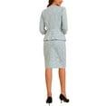 thumbnail image 3 of INSPIRE CHIC Women's 2 Piece Tweed Suit Button Down 3/4 Sleeve Jacket Pencil Skirt Set L Light Blue, 3 of 6