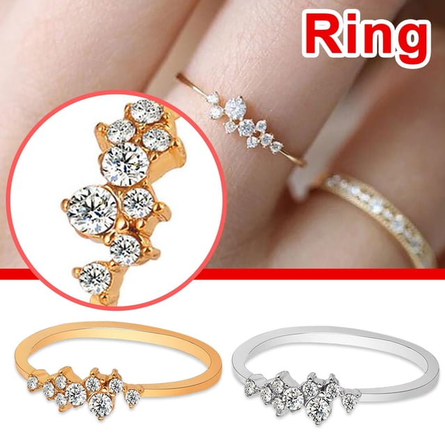 Fiudx Juego de Garras de Moda, Elegante Anillo de Compromiso Bicolor, Deslumbrante Pulsera de Circonitas Redondas, Pequeño Pero Atractivo, Regalo de San Valentín, Accesorio para Mujeres Seguras de Sí