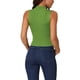 thumbnail image 3 of INSPIRAR CHIC Camiseta sin mangas de punto con cuello alto para mujer, casual, moderna, de canalé, color verde, talla M, 3 of 6