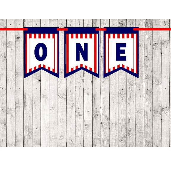 Baby First (1st) Birthday Blue and White Nautical Party Theme Picture Backdrop/HIgh Chair/Wall Decoration Banner