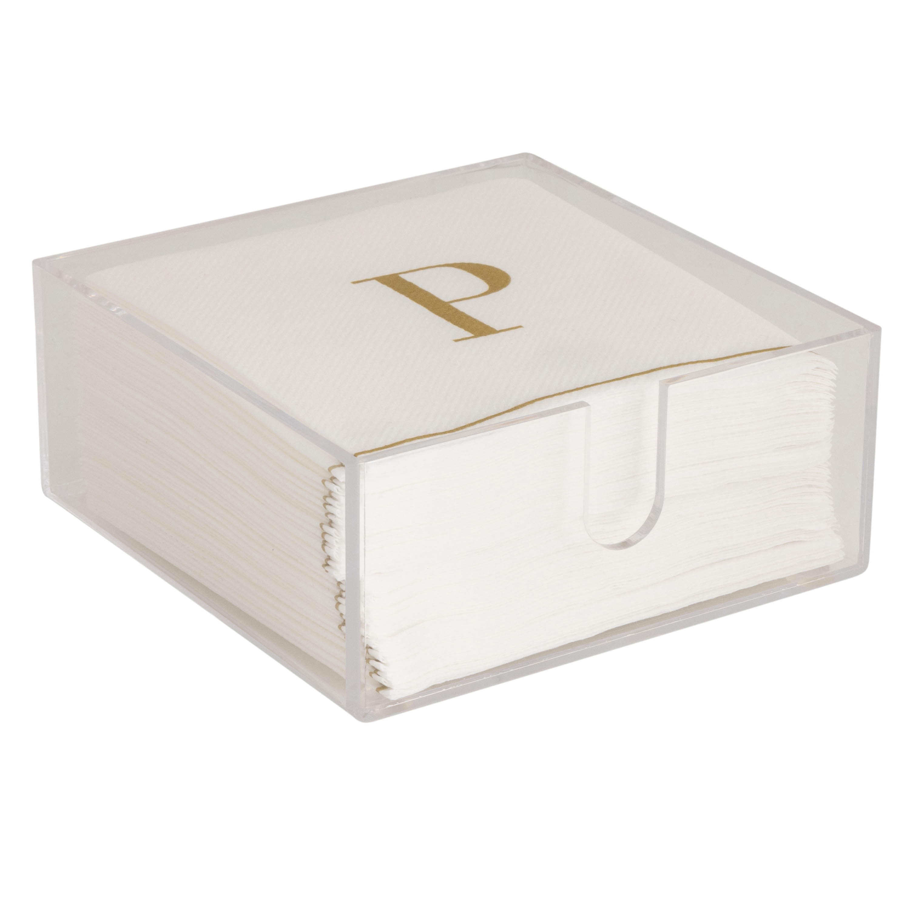 Luxe Party 2 Pack Acrylic Cocktail Napkin Holder in Clear, 2.44" x 5.59" W x 5.59"