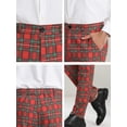 thumbnail image 6 of Unique Bargains Men's Plaid Business Pants Regular Fit Formal Prom Checked Trousers 32 Red Green, 6 of 6