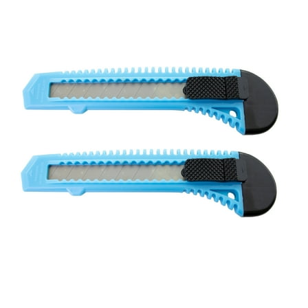 MotoProducts 2 Sky Blue Retractable Utility Knife Wholesale 6 inch Manual Lock Box Cutter Snap Off Blade