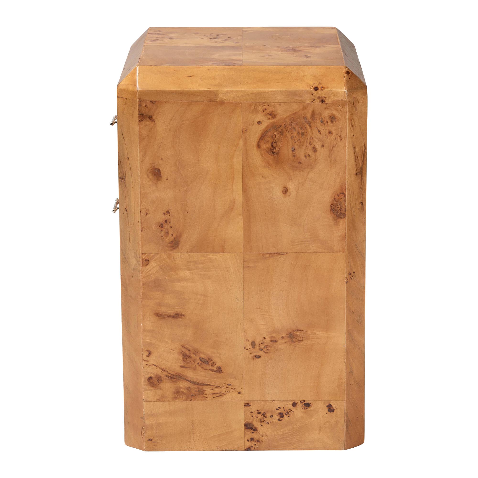 bali & pari Nebu Modern Nightstand, 2-Drawer, Mappa Burl
