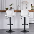 thumbnail image 3 of YOUNIKE Swivel Bar Stools Set of 2, Faux Leather Adjustable Upholstered Kitchen Counter Height Bar Chairs with Shell Back, White, 3 of 9