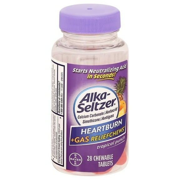 Alka Seltzer Heartburn Relief   Gas Relief Chews  Tropical Punch (Pack of 2)