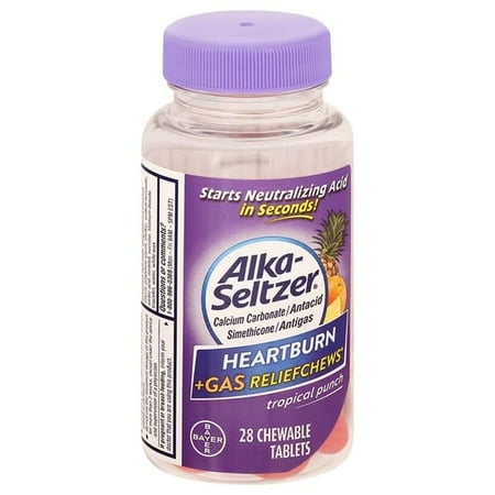 Alka Seltzer Heartburn Relief + Gas Relief Chews Tropical Punch (Pack of 2)