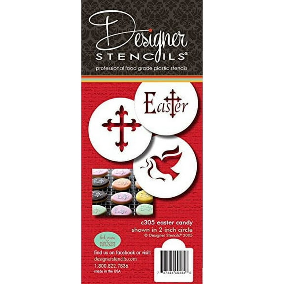 Designer Stencils C305 Easter Cupcake and Cookie Stencils (Small), (Dove, Cross, Easter), Beige/semi-transparent