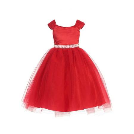 I Audrey Bean USA - Little Girls Red Dull Satin Double Layer Tulle ...
