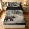 thumbnail image 2 of Manfei Vintage Farm Bear Zipper Full Size Comforter Sets with Fitted Sheet and 2 Pillowcases, Woodland Cottage Zipper Bedding Set, Brown, Black Reversible, 4-Piece, 2 of 7