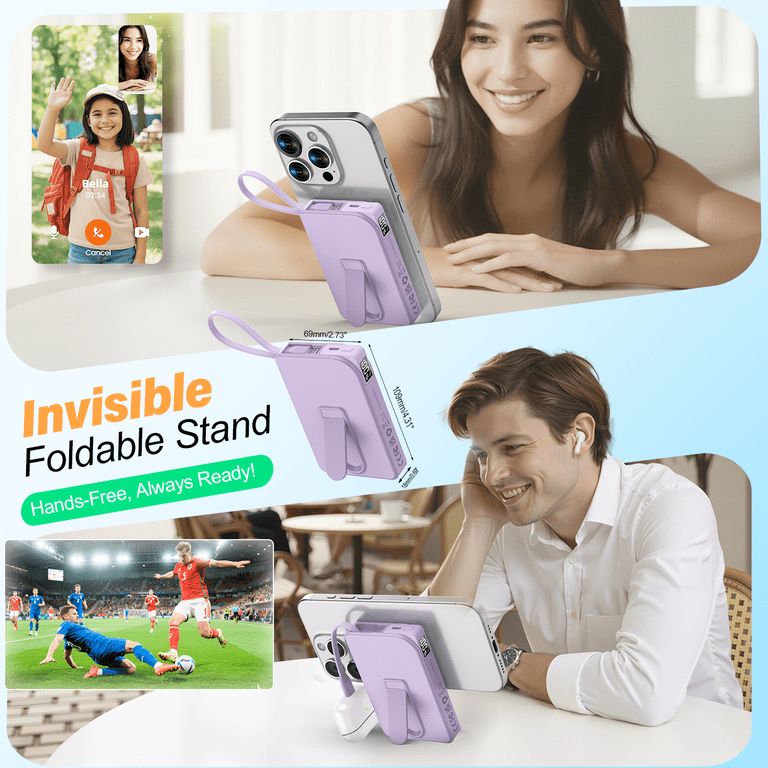 Magnetic Portable Charger, 10000mAh Wireless Power Bank 22.5W Fast