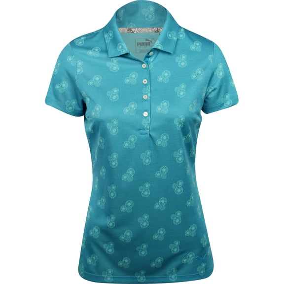 PUMA GOLF Womens 2019 Burst Into Bloom Polo Caribbean Sea X-Small