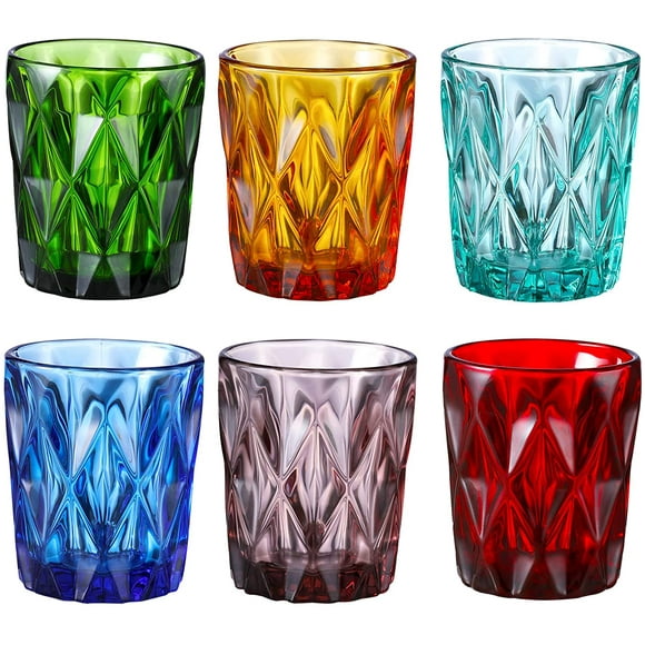 Gala Houseware Verres à Eau Colorés, Ensemble de Gobelets en Verre de 6 Verres à Boire Multicolores