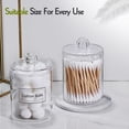 thumbnail image 6 of 4 PACK Bathroom Canister for Cotton Ball, Cotton Swab, Cotton Round Pads, Floss Picks - 10 oz Clear Plastic Apothecary Jar Set for Bathroom Canister Storage Organization, Vanity Makeup Organizer, 6 of 7
