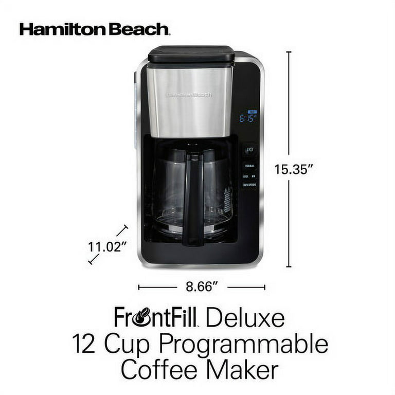 Hamilton Beach 12 Cup Programmable Coffee Maker, Glass Carafe, Black and  Silver, 49465R