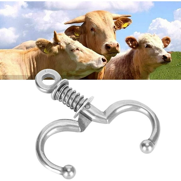 Stainless Steel Bovine Nose Ring - Automatic Spring Nose Pliers & Clamp for Cows and Other Farm Animals