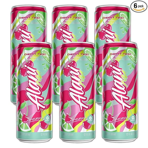 New Alani Energy Drinks Cherry Twist Low - Calorie, Zero Suger, Energy Boost Drinks 12 oz (6 Pack)
