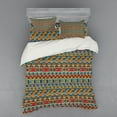 thumbnail image 1 of Ethnic Duvet Cover Set, Hand Drawn Style Pattern with Grunge Effect Abstract and Psychedelic Influences, Bedding Set with Shams and Fitted Sheet, 3 Sizes, by Ambesonne, 1 of 3