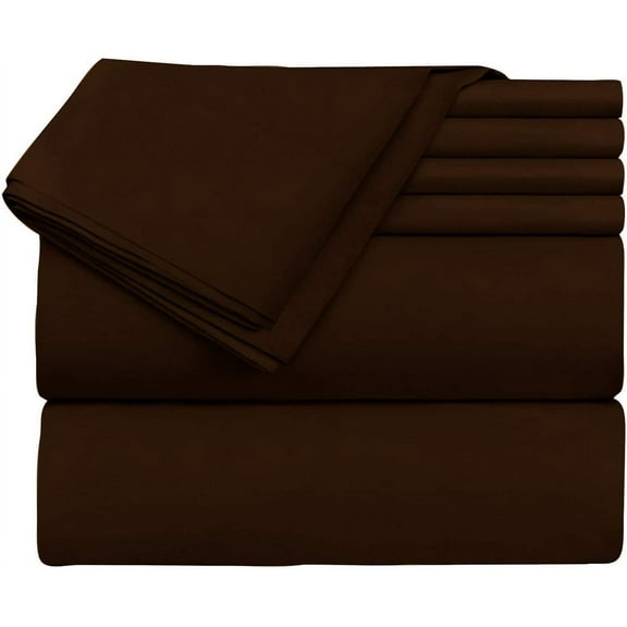 4PC Cot Sheet Sets- 1 Flat Sheet, 1 Fitted Sheet with 6" Deep Pocket & 2 Pillowcover, 100% Egyptian Cotton, 300 Thread Count-Black Solid, Narrow Twin Size