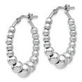 thumbnail image 2 of Leslie's 925 Sterling Silver Polished Beaded Hoop Earrings; for Adults and Teens; for Women and Men, 2 of 3