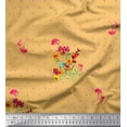 thumbnail image 1 of Soimoi Crepe Silk Fabric Dot,Leaves & Periwinkle Floral Print Fabric by The Yard 42 Inch Wide, 1 of 3