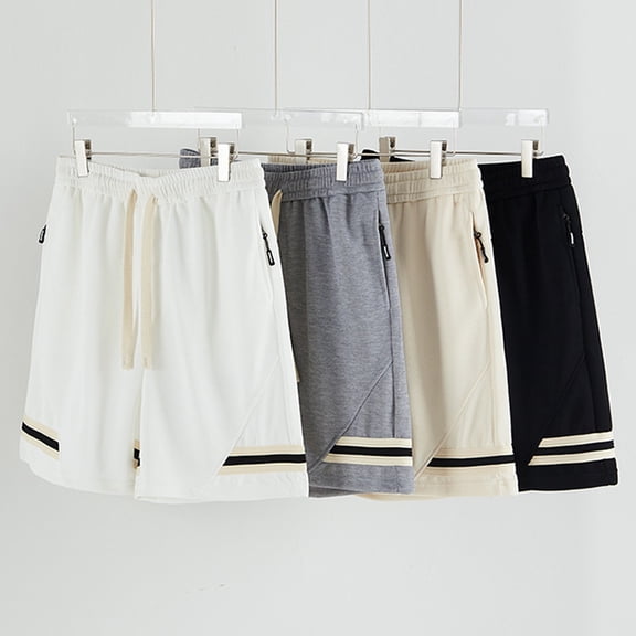 WAENQINLA Men's Basketball Shorts with Zipper Pockets Loose Fit Athletic Shorts American Style Striped Summer Shorts Black Shorts,Size S-4XL