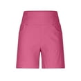 thumbnail image 3 of Womens Bermuda Long Shorts High Waist Stretch Knee Length Shorts Summer Walking Athletic Straight Pants Hot Pink, XL, 3 of 7