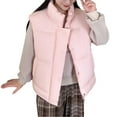 thumbnail image 4 of Dagegui Womens Stand Collar Vest Fall Winter Sleeveless Jacket Zip Up Padded Vests Coats with Pockets Pink M, 4 of 6