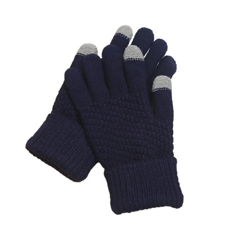 

VEAREAR 1 Pair Knitted Gloves Jacquard Design Full Finger Cover Touch-screen Friendly Warm Thick Touch Screen Gloves for Home