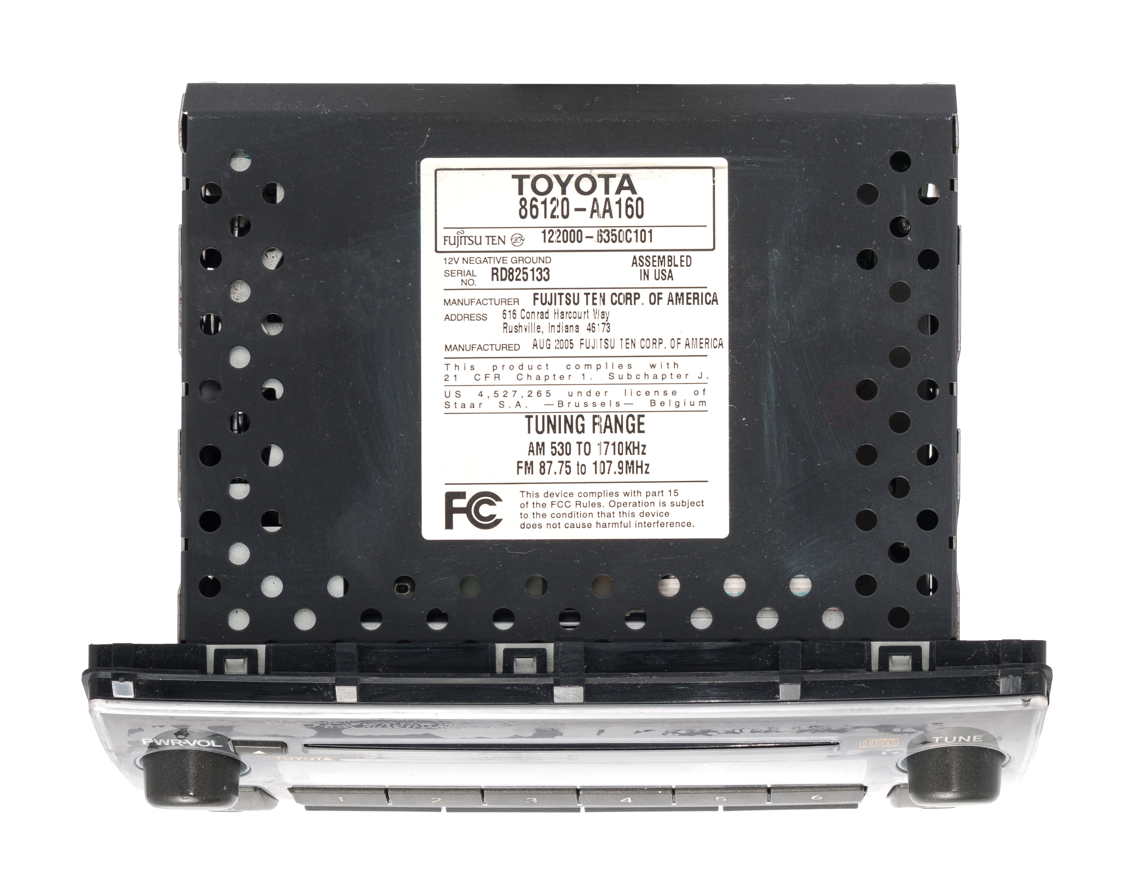 Restored 200506 Toyota Camry AM FM Radio Receiver Single Disc CD Player Part 86120AA160 (Refurbished)